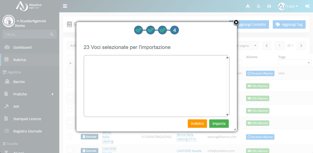 Contatti - Importazione